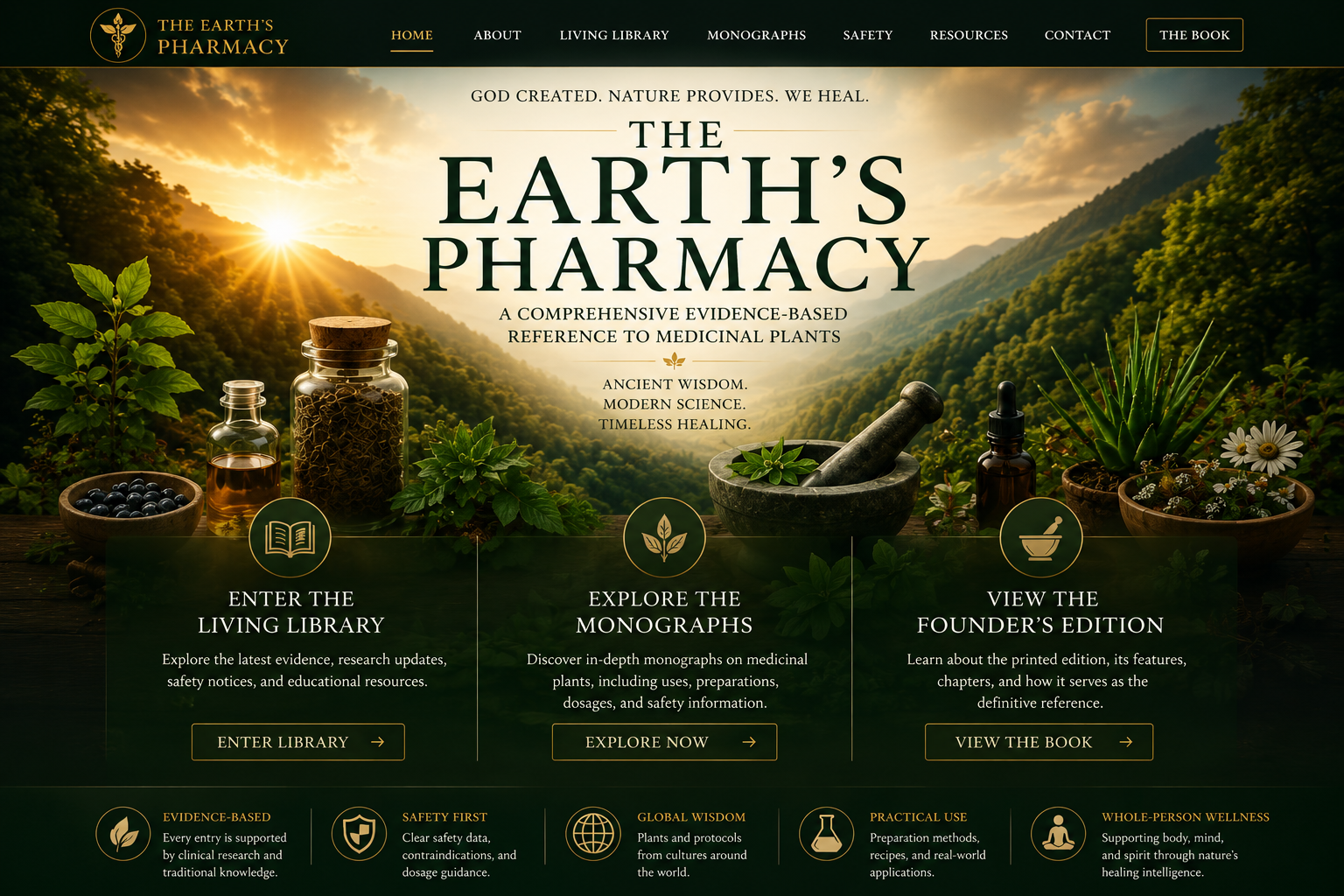 The Earth’s Pharmacy Living Evidence Library homepage